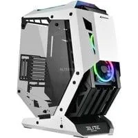 ELITE SHARK CA700, Tower-Gehäuse schwarz/weiß, Seitenteil aus gehärtetem Glas