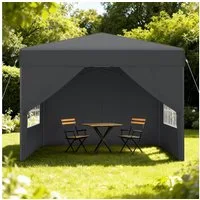 FIVMEN Partyzelt Pop Up Pavillon 2.5x2.5m Stabil Faltpavillon mit 4 Seitenwänden, Partyzelt Faltbar für Hochzeit Innenhof Höheverstellbar 240-260cm