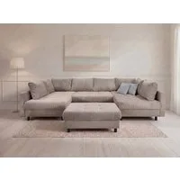 OTTO home Wohnlandschaft Antonia U-Form, B: 298 cm, Wohnlandschaft, Rückenkissen, 2 ottomane, Komfortablem Bonnelfederkern