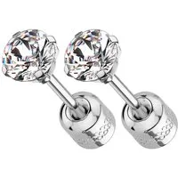 Taffstyle Paar Ohrstecker Gesundheitsstecker Ohrringe Erststecker Chirurgenstahl mit Kristall (Medizinische Ohrringe für empfindliche Ohren mit Zirkonia Kristall)