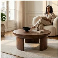 IDIMEX Couchtisch KUMASI, Wohnzimmertisch 90 cm aus massivem Mangoholz Dunkelbraun