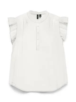 VERO MODA - VMSELMA SS FRILL TOP Snow White - Gr. - XL