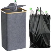 skelo Flaschenkorb Pfandflaschen Sammelbehälter, 100L Fasst 30 Leere Flaschen, 100 l, ‎41 x 33,5 x 75 cm, ‎100 Liter, Baumwolle, Untere Verstärkung