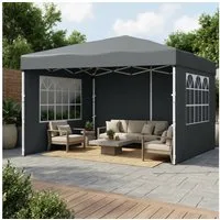 SONGMICS Pavillon 3m/6m x 3m Pavillon mit 4 Seitenteilen,für Garten, mit 4 Seitenteilen, Faltzelt Seitenwänden, stabil, tragbar, Hof, Markt, Sonnenschutz