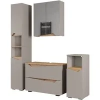 Vicco Badmöbel-Set Marelle, Greige/Artisan, 4 Teile, (4-St., 4er Set)