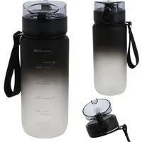 CEPEWA Trinkflasche Trinkflasche 650ml PET PP PE 7x24cm schwarz weiß Handschlaufe Sieb