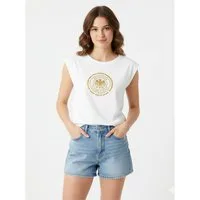 Kaiser24 T-Shirt Damen Fan-Shirt Deutschland weiß-gold ärmellos, DFB Lizenz, WM 2026