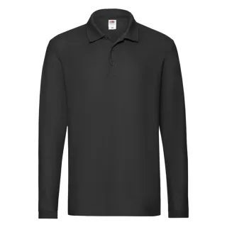 Fruit of the Loom - "Premium" Poloshirt für Herren Langärmlig (Schwarz)