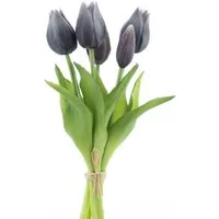 Kunstblumenstrauß Tulpenbund 26cm Tulpen mit 3 Tulpen und 2 Tulpenknospen real Touch, mucPlants