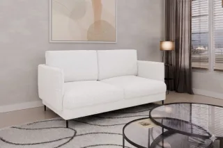 Sofa Designersofa HELMER 2-Sitzer Stoff Baloo Weiß