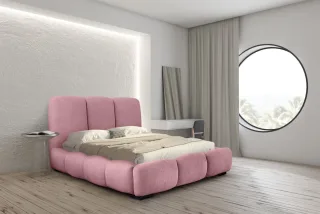 Polsterbett Doppelbett GRACIA 160x200cm in Stoff Allora Rosa