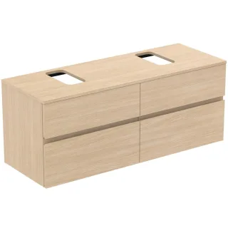 Ideal Standard Waschtischunterschrank Finesse Ausschnitt r/l 1402x505x558mm 4 Auszüge Eiche weiss, E E3507US