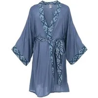 Guru-Shop Kimono Kurzer Kimono, Boho Kimonomantel - blau, alternative Bekleidung
