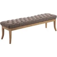 TPFLiving Sitzbank Romeo (Elegante Sitzbank mit stylisch gestepptem Sitzbezug, Stabiles Vierfußgestell aus Holz), Maße (TxBxH): 38 x 150 x 46cm - Farbe: taupe