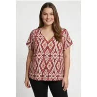 ONLY CARMAKOMA V-Shirt CARBELLY MIKASI SS V-NECK TOP AOP