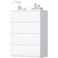 BEWISHOME Kommode mit 5 Schubladen, Sidebord für Flur Schlafzimmer Wohnzimmer (1 St), Maße 68x38x94 cm, griffloses Design aus verdicktem MDF