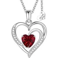 Limana Herzkette Damen Herz Kette mit Anhänger Silber 925 vergoldet Geschenk für Frauen (Schmuck für Freundin mit roten Zirkonia Stein inkl. Dose und Tasche), Jahrestag Geburtstag Hochzeitstag Weihnachten Valentinstag Muttertag