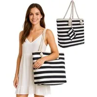 DonDon Strandtasche Shopper Schultertasche Beach Style (2-tlg), Große Strandtasche, mit Reißverschluss, tolle Motive