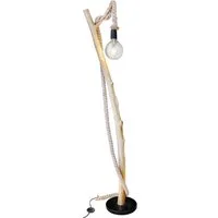 NOWA Stehlampe, Leuchtmittel nicht inklusive, Stehlampe Wohnzimmerleuchte Stehleuchte Holz braun Hanfseil E27 H 150