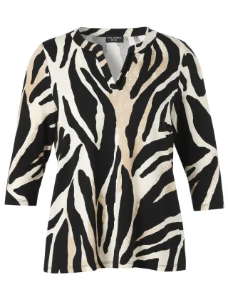 VIA APPIA DUE - T-Shirt mit Animal-Print schwarz - Gr. - 42