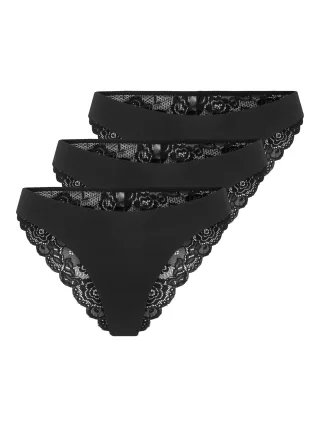 ONLY - ONLCHLOE LACE BRAZIL 3-PACK NOOS ACC Black - Gr. - XS