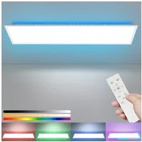 ZMH LED Deckenleuchte mit Smart RGB Hintergrundbeleuchtung Panel Flach Rund/Quadratisch, Dimmbar, LED fest integriert, Tageslichtweiß, Weiß Timer Nachlicht IP20