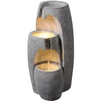 Teamson Home Gartenbrunnen Moderner 3-stufiger Gartenbrunnen mit LED, Grau
