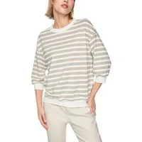 Marc Cain 3/4-Arm-Shirt Golden Hour Premium Damenmode mit Lurex-Ringeln
