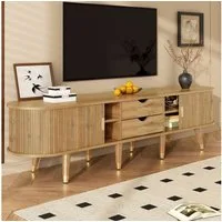 MODFU Lowboard Rustikaler TV-Schrank (Fernsehtisch, Wohnzimmermöbel, Fernsehschrank, 1 St., Walnussoptik, viel Stauraum), natürliches Design, Holzfarbe-Optik