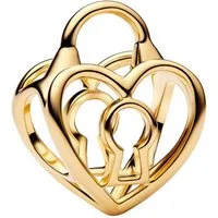 Pandora Bead 764358C00, Charm Goldfarben Offen Gearbeitetes Herz-Schloss