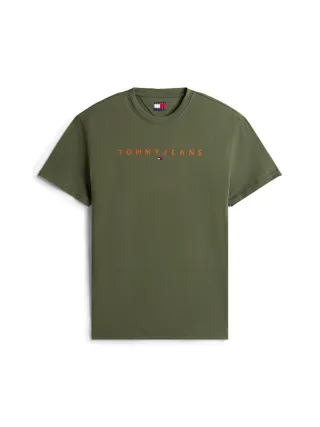 Tommy Jeans - T-Shirt mit aufgesticktem Logo grün - Gr. - S