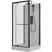 Schulte Komplettdusche Jersey, BxT: 90x90 cm, Sicherheitsglas, Komplett Set mit Duschwanne U-Form Drehtür