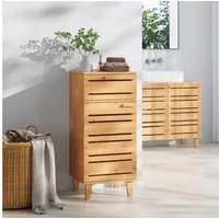 en.casa Midischrank »Epind« Badezimmerschrank 75 x 33 x 30 cm Bambus Natur