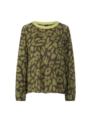 Marc Cain Sports - Schlupfbluse mit Leo-Druck olive drab - Gr. - 38