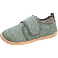 Fischer-Markenschuh Softer Hausschuh für Kinder, aus Baumwollleinen, mit Frotteefutter, Klettverschluss
