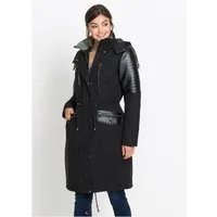 bonprix Langjacke lockerer loose fit, mit großer abnehmbarer Kapuze, hoher Stehkragen