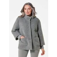 GOLDNER Outdoorjacke Flauschiger Kurzmantel mit Stehkragen Flauschjacke mit aufgesetzten Taschen, Druckknopfleiste und Langarm