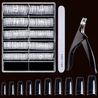 LuxusKollektion Kunstfingernägel Falsche Nägel 500 Stück Acryl Tips Nagelknipser Nagelfeile Transparent