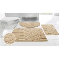 OTTO home Badematte Epense, Badvorleger, Badezimmer Teppich, Duschmatte mit Blattstruktur, Höhe 10 mm, rutschhemmend beschichtet, schnell trocknend, fußbodenheizungsgeeignet, Polyester, halbrund, Badteppich, Uni, Blätter, Hoch-Tief, verschiedene Farb