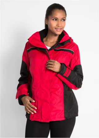 bonprix wasserdichte 3 in 1 Funktionsjacke, rot, Gr.38, Praktische Wetterjacke 3in1 mit verschließbaren Taschen und figurbetonende Nähten