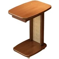 OSTWOLKE Beistelltisch mit Rollen C-Form mobiler Couchtisch Kaffeetisch 49 x 32 x 61 cm, C-förmiger Sofatisch mit Schublade für Wohnzimmer, Schlafzimmer