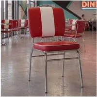 FINEBUY Esszimmerstuhl American Diner Stuhl 50er Jahre Retro Möbel Stuhl (American Diner, Küchenstuhl Kunstleder Rot Weiß), Esszimmerstuhl USA, Design Polsterstuhl Esszimmer