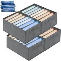CALIYO Aufbewahrungsbox 2-Tlg Kleiderschrank Organizer Aufbewahrungsbox Schrank Organizer (4 St., Aufbewahrungsbox 7 Fächer, Schubladen-Ordnungssystem), Aufbewahrungsbox Schrank für Jeans Hosen T-Shirts Unterwaesche
