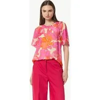 comma Kurzarmbluse Bluse Chiffon-Bluse mit blickdichtem Futter