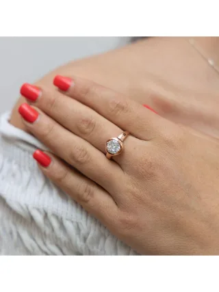 Zeeme Basic Ring Silber 925 rosé-vergoldet mit weiße Zirkonia-Stein 8mm