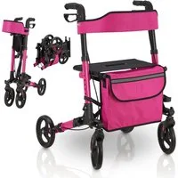 Juskys Rollator Vital, klappbar, mit Sitz, Einkaufstasche und Gehstockhalterung