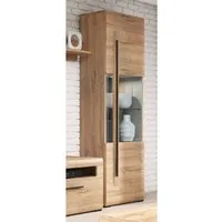 Lomadox Vitrine TURDA-83 nschrank Eiche Grandson Nb. mit LED Beleuchtung, B/H/T: 60/204/39 cm
