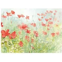 AVA Platzset, Tischsets aus Papier 43x30cm Mohnblumen Motiv 50 Stück Grün / Bunt