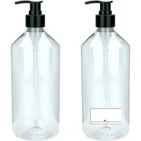 mikken Seifenspender 1000 ml PET Plastikflasche leere Flasche mit Pumpkopf, Dosierflasche, (2-tlg., 2er, 4er, 6er, 10er), 1 Liter, lebensmittelecht