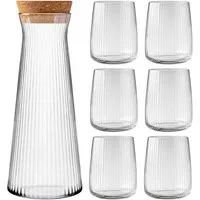 KONZEPT Wasserkaraffe 1 L mit 6 Gläsern (320 ml) – Elegantes Set für Zuhause oder Café, (6-tlg), Modernes, langlebiges Design – stilvoll und spülmaschinengeeignet